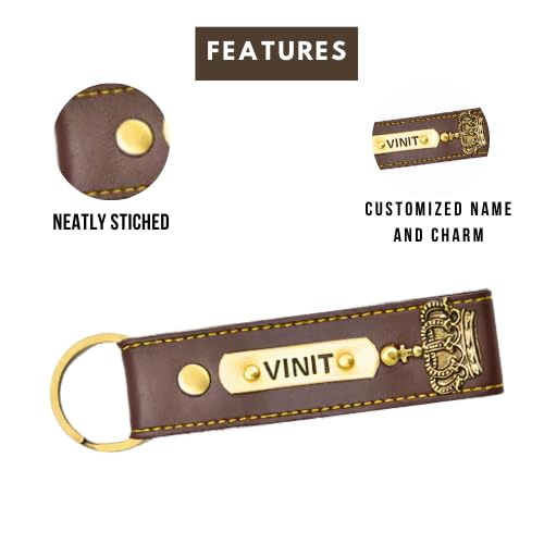 Image of Personalized Leather Keychain | Customised Leather Keychain for Men & Women | Added with Name & Charm