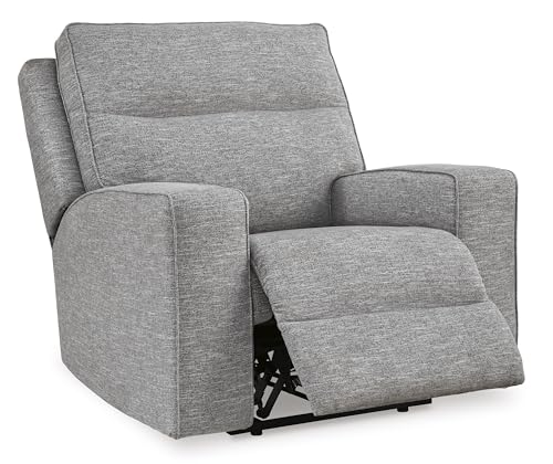 Signature Design by Ashley Biscoe Contemporary Power Recliner with Adjustable Headrest, USB Charging, Cleanable Performance Fabric, 21" Seat Height, Gray - image 5