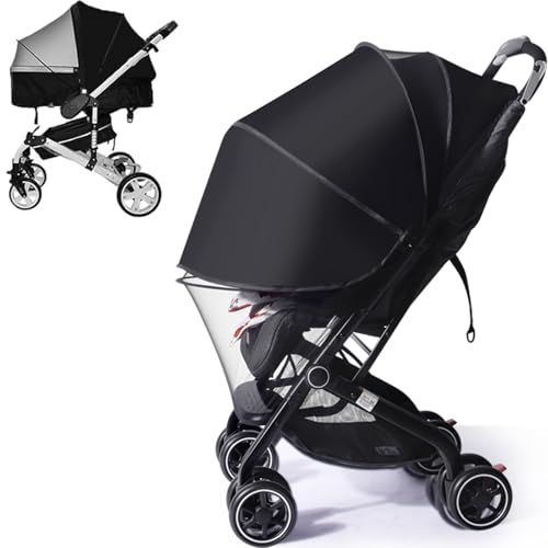 KALYVON UPF50+ Sunshade Stroller Cover, 2-in-1 Stroller Sun Shade with Two-Way Zipper, Universal Breathable 3D Baby Mosquito Net, Privacy Netting for...