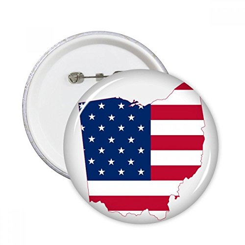 Cadeau drapeau USA Ohio lot de 5 badges ronds à offrir pour les fans de culture américaine