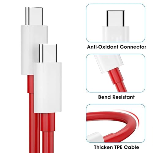 Image of Original Fast USB C to Type C SuperVooc /Dash Fast Charging Charger Cable Compatible with One-Plus 12 /12r /11 /11r /10r,10t,10,10 pro,9 Pro,8,8T,7t,7t Pro,6,Nord,4,3,2,2t,Ce2 Lite,Ce3 lite