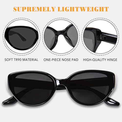 OPTOFENDY Polarized Cat Eye Sunglasses for Women, Trendy TR90 Sun Glasses, Lightweight Shades UV Protection, OP30333