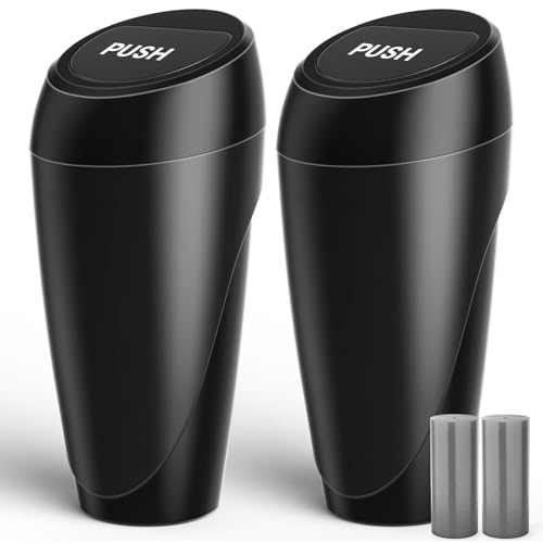 Aujen Car Trash Can - 2 Packs Car Accessories, Easy-to-Clean Garbage Can with Auto-Closing Lid...
