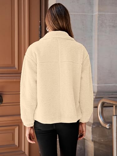 Glamaker Womens Sherpa Fleece Fuzzy Jackets Casual Warm Winter Button Down Long Sleeve Fluffy Coats 2025 Fall With Pockets4