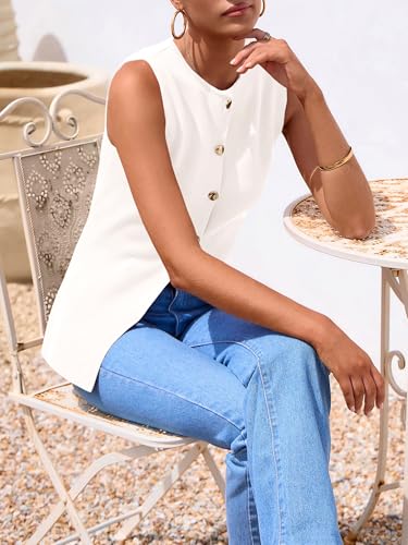 Image of PRETTYGARDEN Women's Sweater Vest Button Down Summer Tank Tops 2026 Sleeveless Knit Vests Fashion Business Casual Outfits