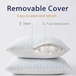 Oreillers de taille standard / Queen 2, Refroidir les oreillers moelleux avec une housse amovible zippée (Rayon conduit du tissu de bambou) pour les couches d'estomac côté dos