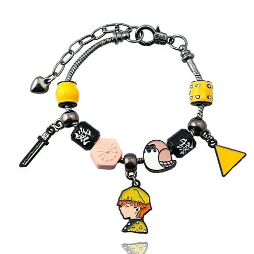 SONGCHANGJEWELRY Zenitsu Bracelet – Anime-Inspired Beads and Charms Featuring Agatsuma Zenitsu – Thoughtful Gift for Fans and Collectors