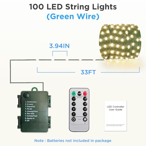 Guirlande lumineuse sans prise 10m 100 LED étanche pour déco extérieure - 6