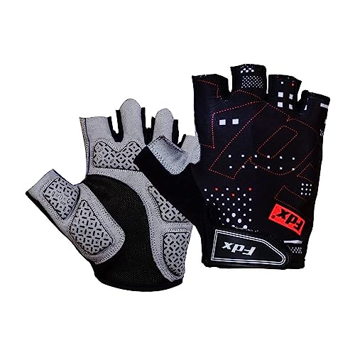 FDX Half Finger Cycling Gloves - Breathable Gel Padded Protection Anti-Slip - Fingerless Shock-absorbing Mitts for Mountain Bike Road Bicycle MTB Riding Men and Women (All Day-Black-M)