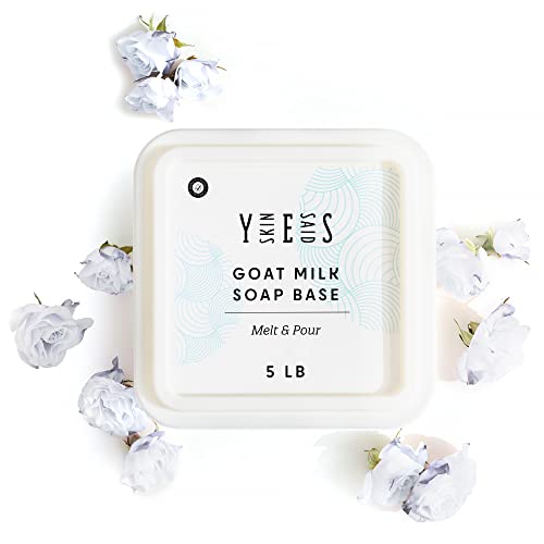 Skin Said Yes Goats Milk Soap Base - 5 Lb Melt and Pour Soap Base, Natural Soap Making Supplies, No Palm Oil, Organic Goat Milk Soap - Soap Recipe Book and Gift Boxes Included