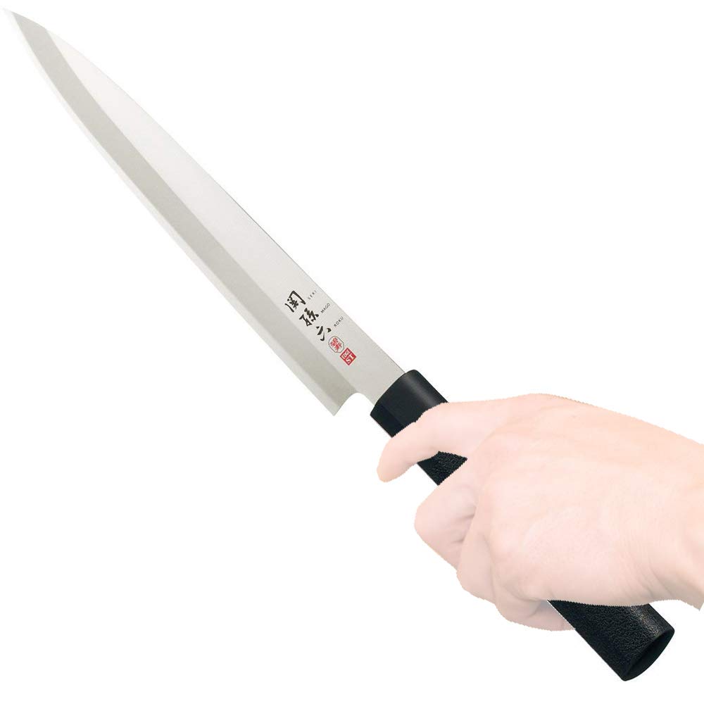 KAI Seki Magoroku Kinju et Hekiju Yanagiba gaucher 21,0 cm de longueur de lame - 8A solide & SUS420J2 - 58 & 56 (±1) HRC - artisanal - Pakkawood & plastique PP - Couteau à poisson - Fabriqué au Japon