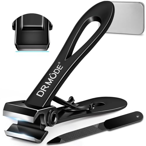 Cortaúñas recto para hombres, cortaúñas grandes para uñas gruesas para personas mayores con mandíbula ancha, cortador de uñas de mango largo para adultos con lima, color negro