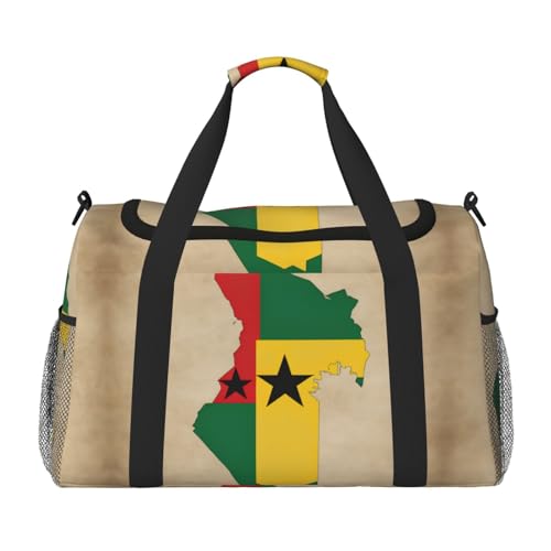 Togo Map with two black stars print Travel Duffle Bag Gym Bag for Women,Puffer Tote Bag,Weekender Overnight Bag Organizer