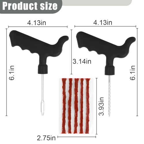 Image of 32PCS Car Tire Repair Kit with Plug, 2PCS T Handle Vehicle Tire Repair Tools with 30PCS Strings, Auto Patch Set to Fix Punctures Plug Flats, Universal for Tractor, ATV, Motorcycle