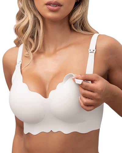 As Fairy Maternity Bralette Breastfeeding Bra Ultra Comfort Nursing Pregnancy Bra for Women (White Medium)