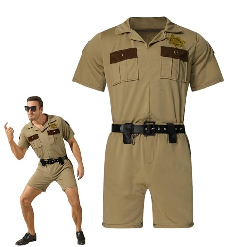 LILLIWEEN Mens Reno Lt Dangle Costume Police Sheriff Troopers Uniform Suit L