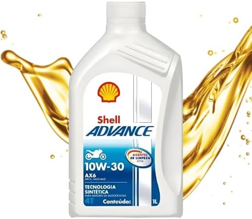 Shell Advance 4T AX6 10W-30 — Óleo Lubrificante para Moto 4 Tempos 1 L | API SL/JASO MA2 | Desempenho e Proteção do Motor