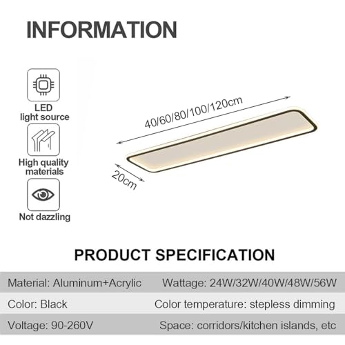 Lustre LED cuisine moderne plafonnier dimmable de 100cm - 8