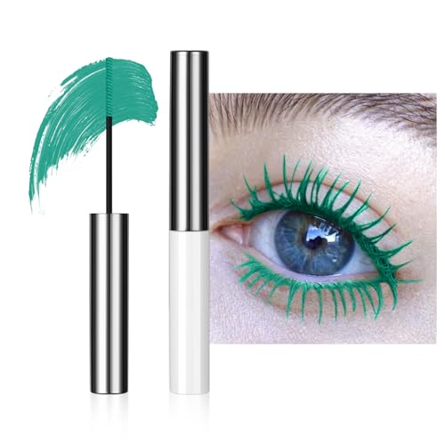 Rímel de Colores, 5ml Máscara de Pestaña Volumen y Longitud, Máscara de Pestañas de Colores Resistente al Agua y al Sudor, de Larga Duración y no se Desvanece (Verde)