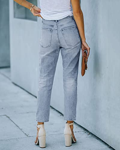 Women's Ripped High Waisted Jeans Distressed Stretch Straight Jean Denim Pants3