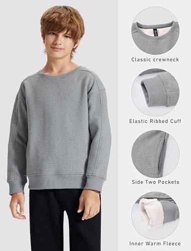 Unisex Boy's Winter Warm Sherpa Lined Crewneck Pullover Sweatshirt Fleece Casual Fashion Sweatshirts3