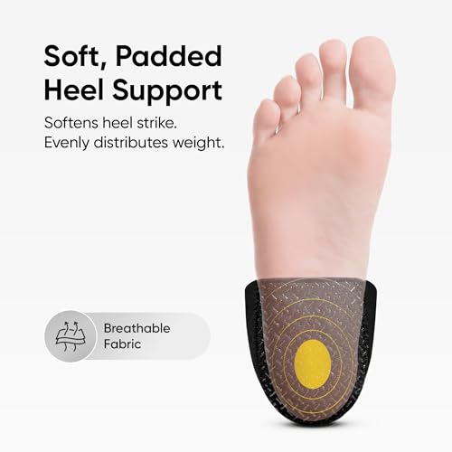 Image of Frido Orthotics Heel Protector for Heel Pain Relief | Gel Heel Pad with Velcro Strap | Anti-Slip Heel Cup Cushion for Men & Women | Plantar Fasciitis, Heel Spurs, Shoe Bite Support | Black| Size - S