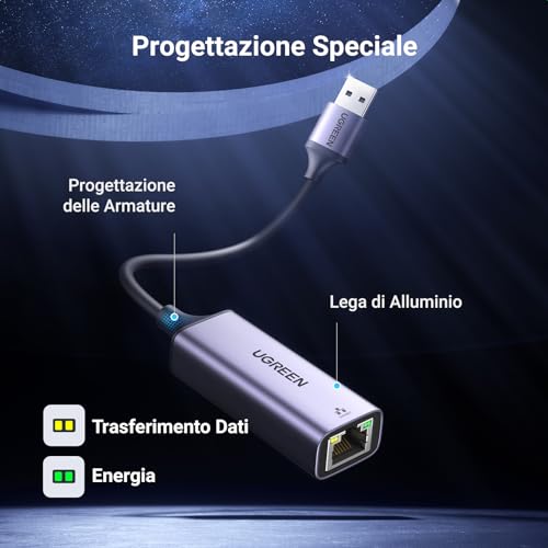 Adattatore Ethernet USB 3.0 Gigabit 1000 Mbps in Alluminio Convertitore di Rete Lan con 10/100/1000Mbps Compatibile con Switch Windows Mac OS Linux Mi Box - Hub USB - Immagine 5