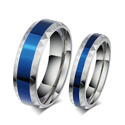 CARTER PAUL PAUL acero Carter de acero de titanio azul anillo de pareja romántica pareja de moda de acero, tamaño W12