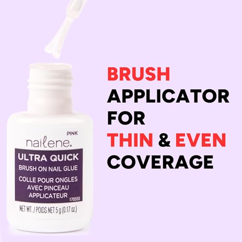 Nailene Ultra Quick Brush-On Nail Glue - Durable, Easy to Apply False Nail Glue – Repairs Natural Nails – Quick-Drying Nail Adhesive Lasts Up to 7 Days - 5 g/0.17 oz - Thumbnail 4