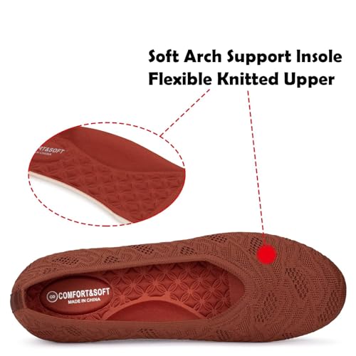Image of Frank Mully Women's Ballet Flat Shoes Knit Dress Shoes Round Toe Slip On Ballerina Flats for Woman Low Wedge Comfort Soft