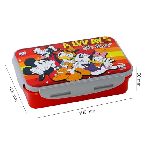 Image of SKi Homeware Lock & Seal Disney Lunch Box + Water Bottle Combo, for School Kids, a Gift for Girls and Boys with Attractive Character Prints and Vibrant Colours (Mickey)