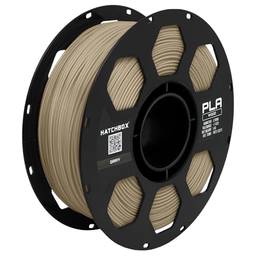 HATCHBOX 1.75mm Gray Wood PLA 3D Printer Filament, 1 KG Spool, Dimensional Accuracy +/- 0.03 mm, 3D Printing Wood Filame