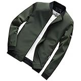 [アスペルシオ] クラシック ジャケット 長袖 フードなし ジップアップ ウェア オシャレ アウター メンズ 大人 ストリート ブルゾン ヒップホップ ジャンパー アウトドア 襟なし ボンバージャケット アメカジ ミリタリー 通勤 v系 ライトアウター 紳士用 防寒 上着 防風 フルジップ フライトジャケット 軽量 スタジャン ラフ ロック パンク スポーツ カジュアルウエア (XL) グリーン