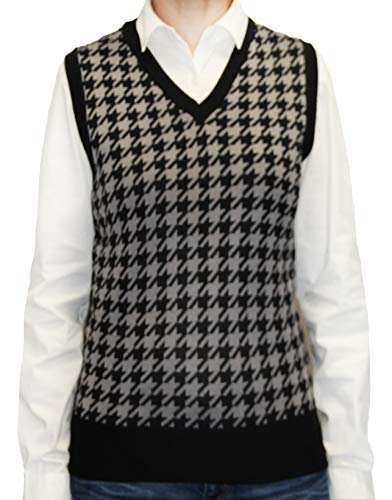 Blue Ocean Ladies Fashion Houndstooth Sweater Vest-Small