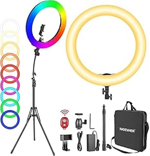 NEEWER 18” RGB Ring Light with Stand, Dimmable LED Ring Light with Phone Holder/Bi-Color 3200K–5600K/97+ CRI/0-360° Full Color/9 Scene Effects for Selfie Makeup Zoom Calls YouTube Video Shooting