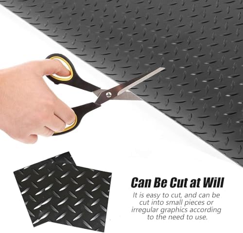 Heavy Duty Rubber Floor Protector Mat, 4x8ft Diamond Plate Design, Durable 3mm Thick Garage Flooring, Abrasion Resistant for Home & Commercial Use