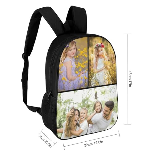 Custom Backpack with Photos, Personalized Kid's Name School Bookbags, Customize Casual Large Capacity for Boy Girl Travel Work, 17 Inch3