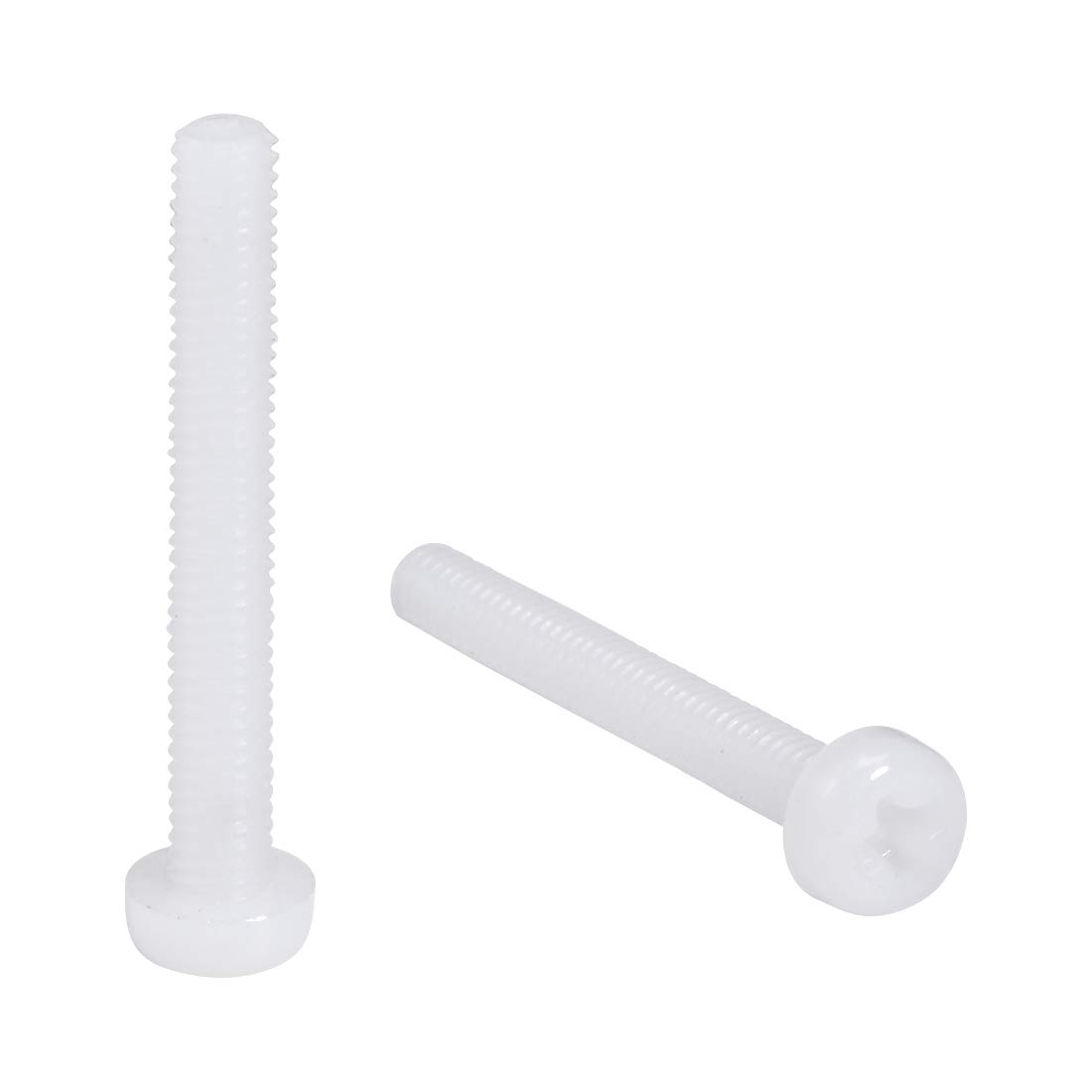 uxcell M4x30mm Threaded Nylon Phillips Cross Pan Head Machine Screws Bolts White 50Pcs-picture-18