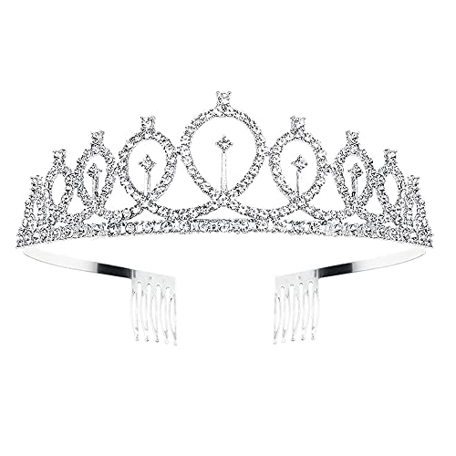 Sikypaota Diadème de mariage avec strass et peigne pour mariage et anniversaire, 4.9 x 1.6 inches, Alliage et strass, Strass