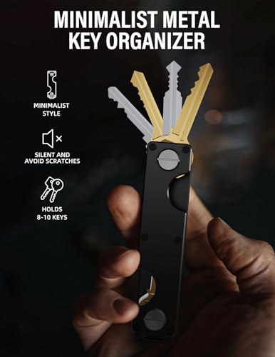 Image of Key Organizer Key Holder Compact Key Case Minimalist Metal Key Chain Key Holder for Keychain Secures 8-10 Keys EDC