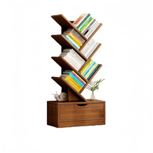 miluFox【スリム8段本棚】大容量コミックラック 省スペース設計 ホームオフィス・リビング収納に | 転倒防止 隙間収納 雑誌・CD整理 | おしゃれでスタイリッシュ (クルミ色です,34*20*100CM)