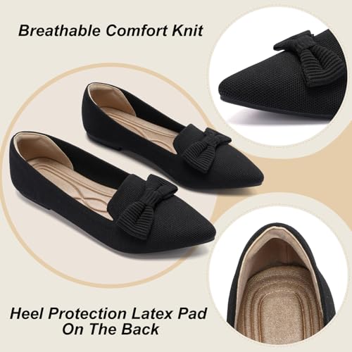 Flats for Women Mesh Ballet Flats with Bow Pointed Toe Dressy Comfortable Knit Breathable for Work Office2