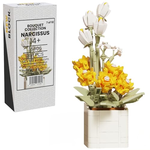 New Block Colección Bouquet – Set de Construcción de Flores – Modelo de Flor de Bloques para Adultos – Kit de Construcción Creativo y Decorativo – Idea de Regalo Original (Narcissus)