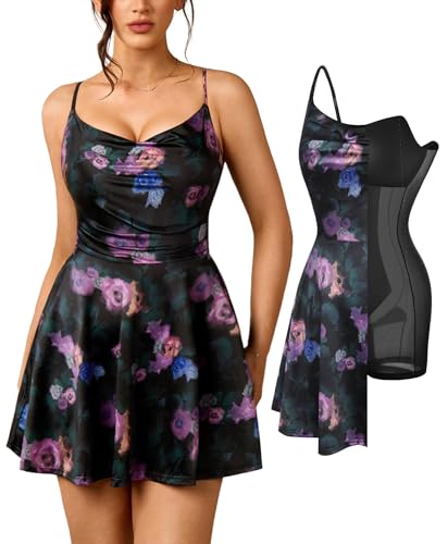 Image of Popilush Mini Corset Dress with Built in Bra, A-line Shapewear Dresses | Spaghetti Strap, Birthdays, Celebrations, Cocktail Parties and Date Nights