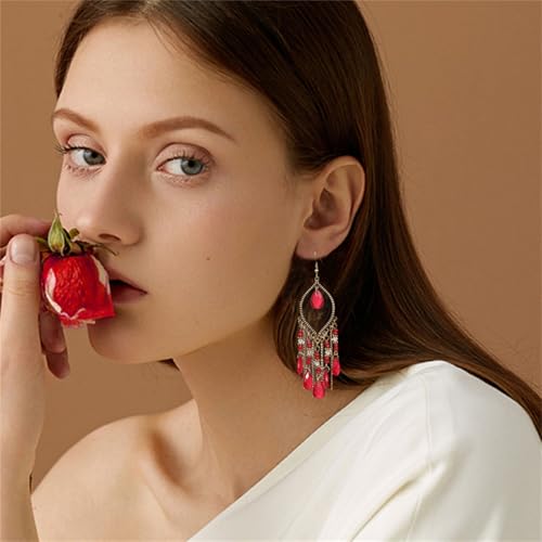 Coadipress Long Bohemian Drop Dangle Earrings for Women Retro Colorful Tassel Statement Drop Earrings Beaded Tassel Chandelier Earring Boho Elegant Jewelry2