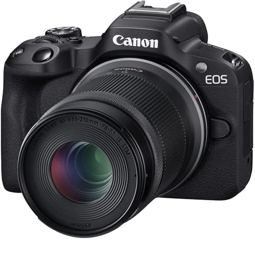 Image of Canon EOS R50 Mirrorless Camera 2-Lens Kit (18-45mm + 55-210mm is STM) | Beach Camera USA Warranty | Authorized Dealer | Sandisk 128GB Memory Card + Deco Camera Bag + Photography Guide
