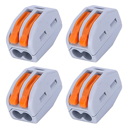 Image of Compact Splicing Connectors - 2 Port Wire Connector - Electrical Connectors Blocks - Butt Terminal Connectors (4pcs, 2-Port, Orange)