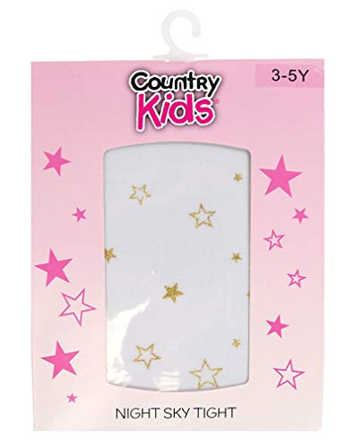 Country Kids Girl's Night Sky Tights, White (White/Gold), 3 (Size:3-5 Years)