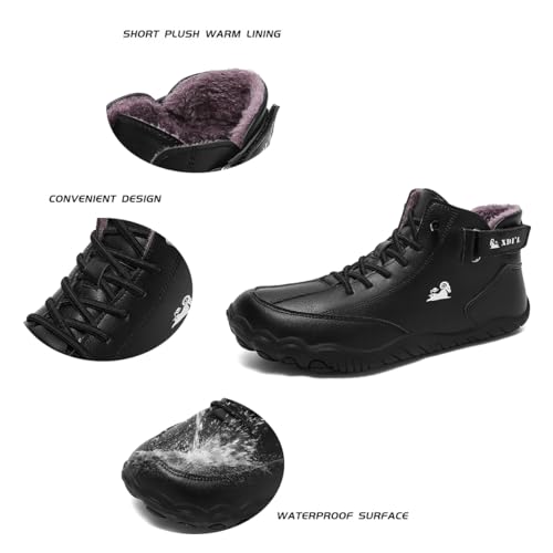 Womens Mens Barefoot Boots Shoes,High Top Wide Toe Box Zero Drop Minimalist Hiking Boots,Unisex Snow Boots Winter Shoes With Warm Fur,Waterproof Anti-Slip 38-45EU3