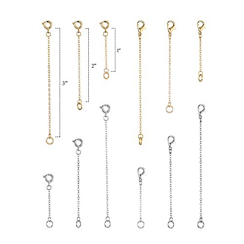 Image of Softones 12-18Pcs Ankle Bracelets Extenders-Extension for Womens Jewelry(1 2 3 Inch),with Lobster Clasp and O-Clasp from Gold Silver Rose Gold